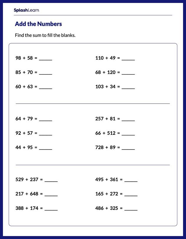 Addition Worksheet for 2: Addition