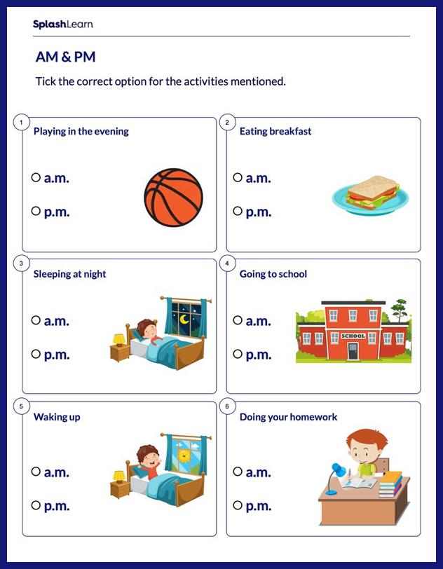 Am And Pm Worksheet for 1: AM and PM
