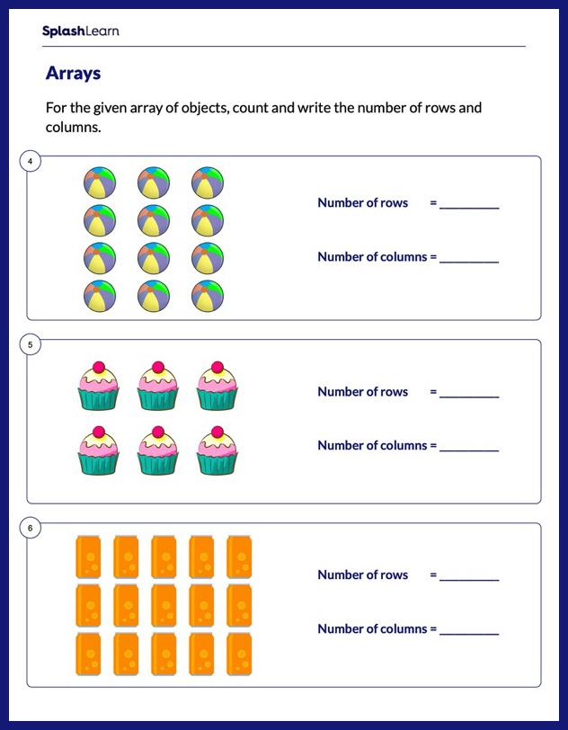 Multiplication With Arrays Worksheet for 2: Arrays and their Attributes
