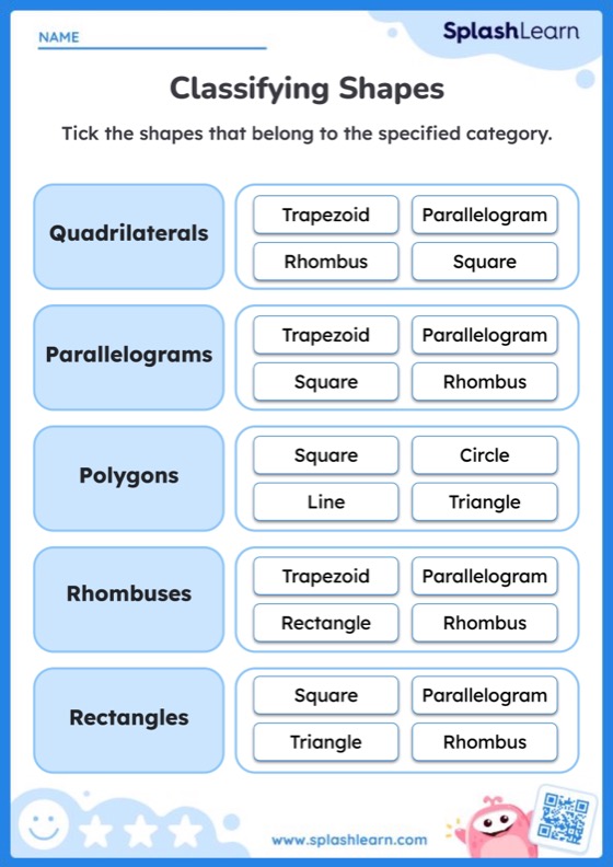 Attributes Of 2D Shapes Worksheet for 3: Classifying Shapes