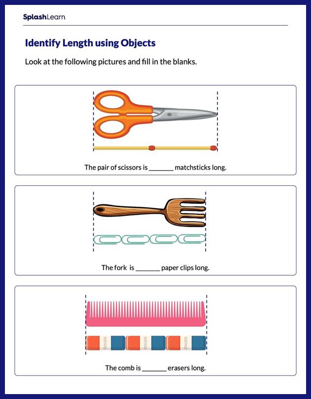 Estimate Lengths Worksheet for 1: Estimate Length Using Objects