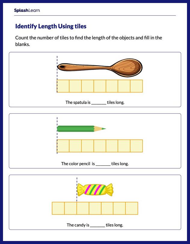 Estimate Lengths Worksheet for 1: Estimate Length Using Tiles