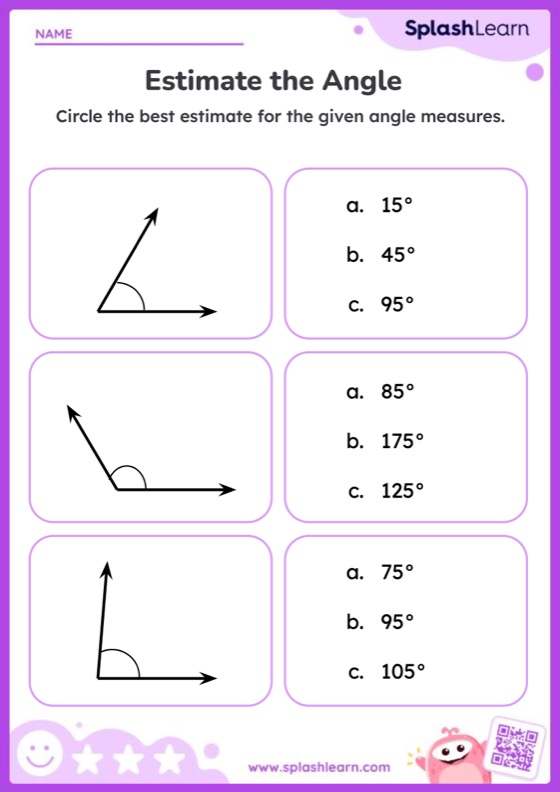 Angles Worksheet for 3: Estimate the Angle