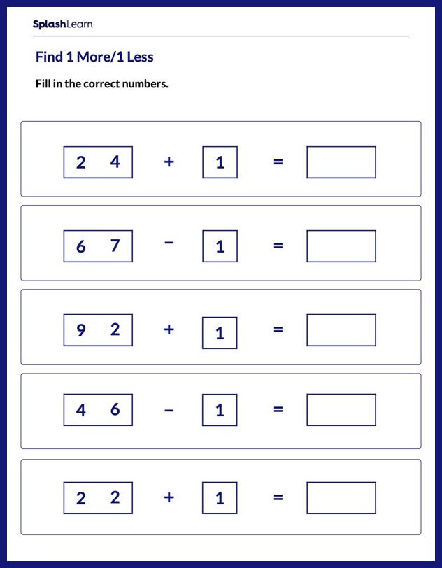 2-Digit Subtraction Without Regrouping Worksheet for 1: Find 1 More or 1 Less