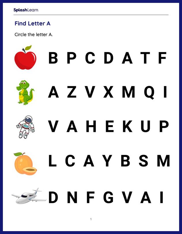 Letter A Worksheet for Pre-K: Reading – Find the Letter 'A'