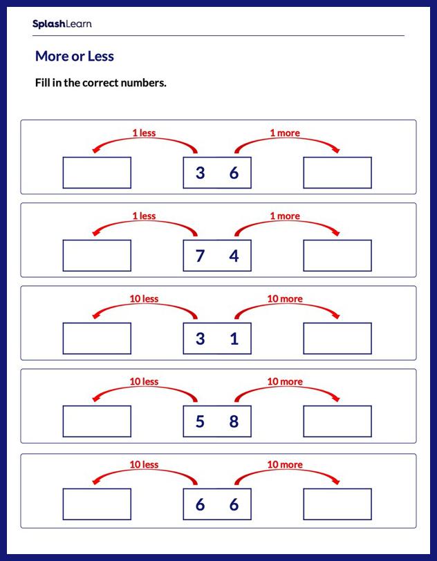 Number Sense Worksheet for 1: Find More & Less