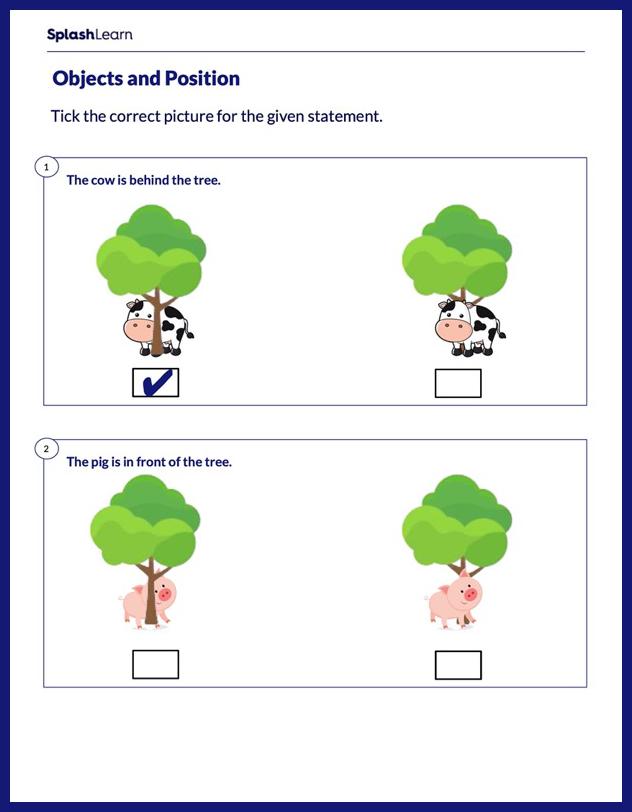 Positional Words Worksheet for Pre-K: Front and Behind