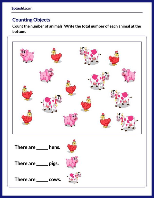 Counting Objects Within 10 Worksheet for Pre-K: How many Objects
