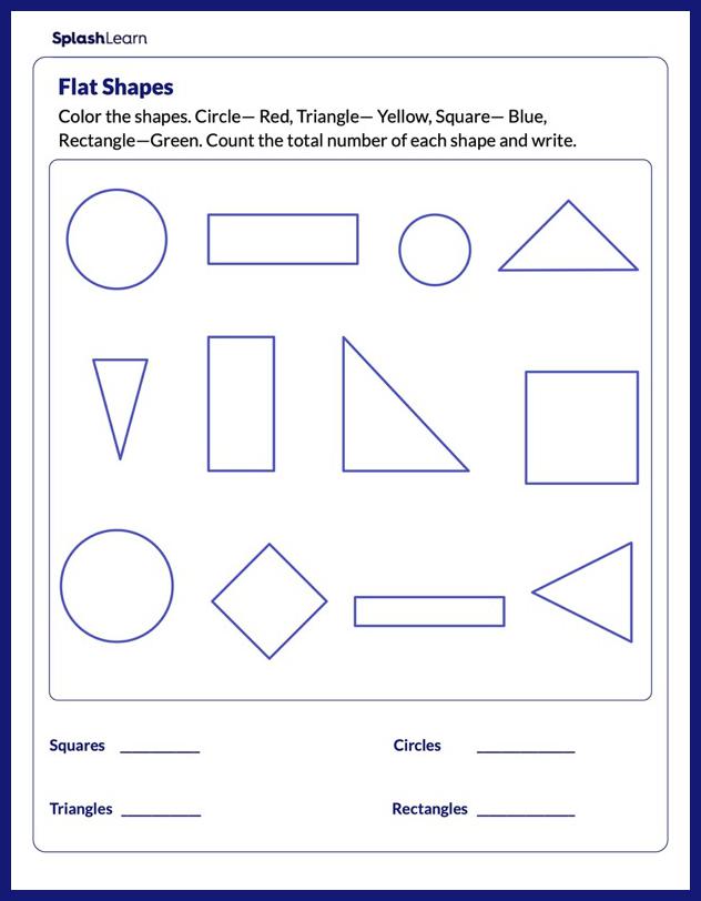 2D Shapes Worksheet for Pre-K: Identify the Flat Shapes