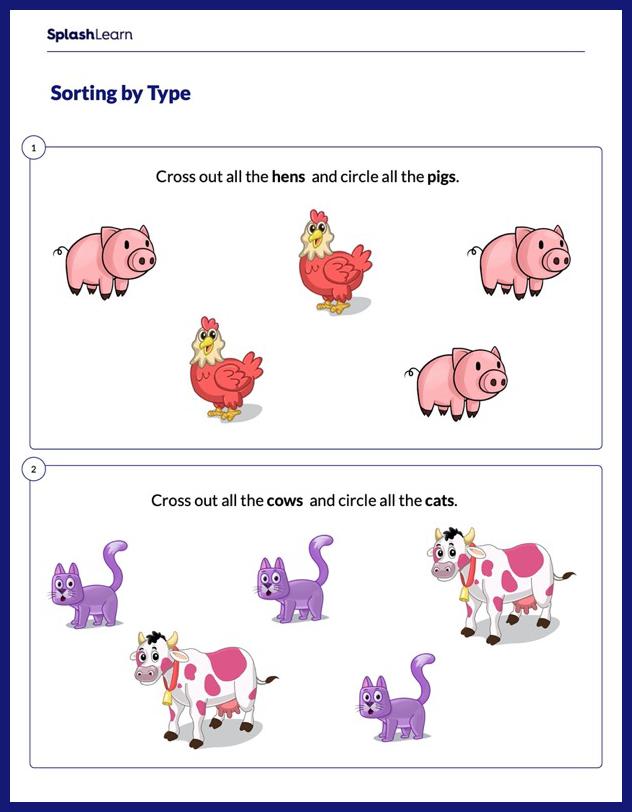 Sorting Objects Worksheet for K: Identifying Objects by Type