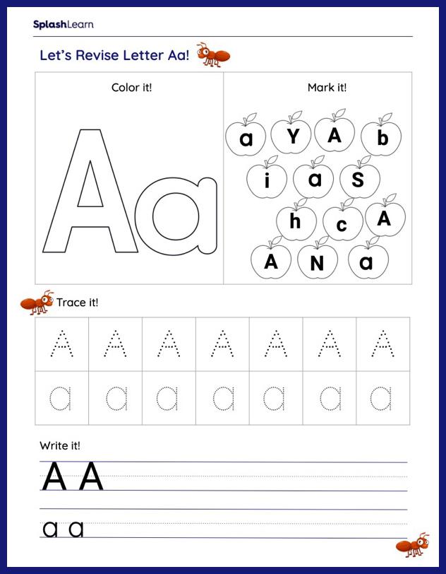Letter A Worksheet for K: Let's Learn All About A