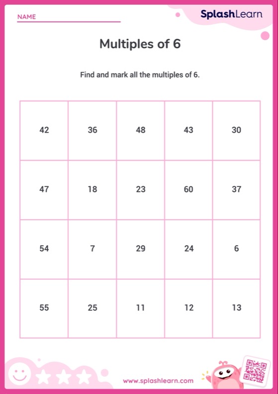 Factors And Multiples Worksheet for 3: Multiples of 6