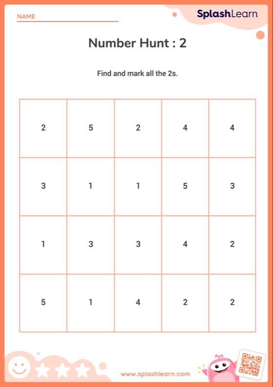 Number Recognition Within 5 worksheet for Pre-K: Number Hunt 2