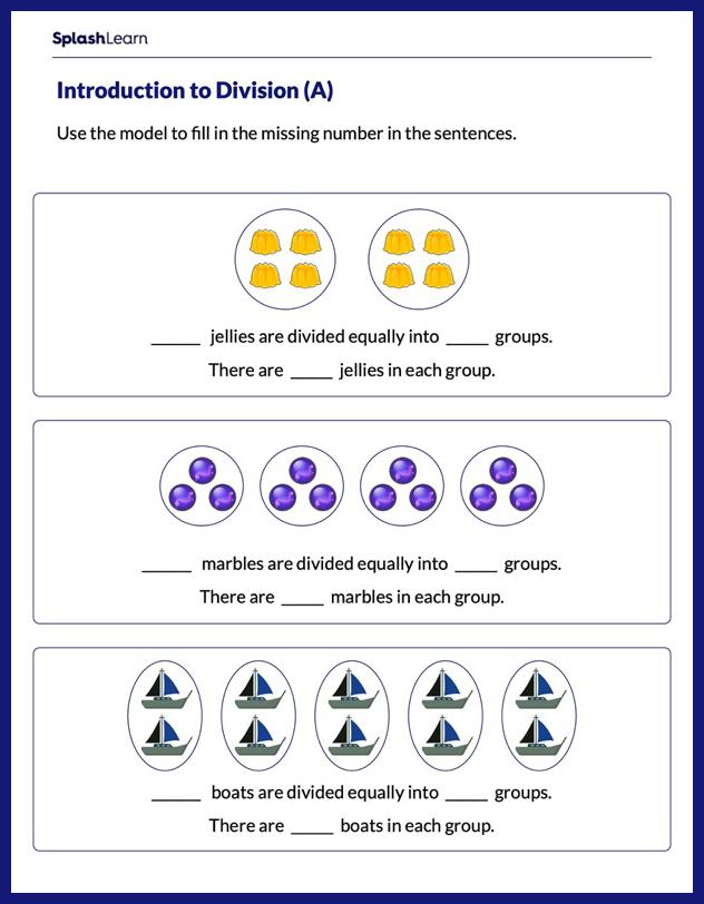 Division Worksheet for 3: Represent Equal Grouping