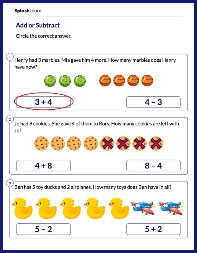 Word Problems Worksheet for K: Represent Word Problems as Math Expressions