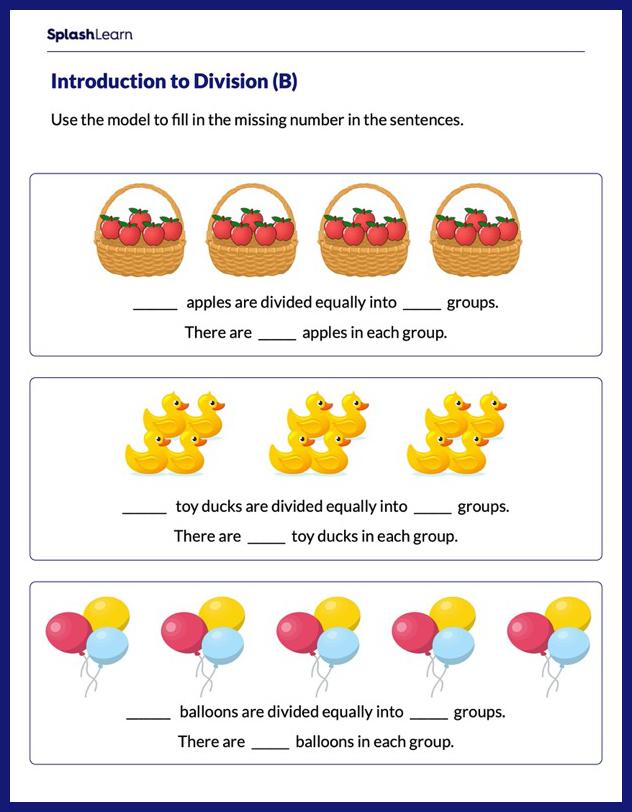 Division Worksheet for 3: Representing Equal Groups of Objects