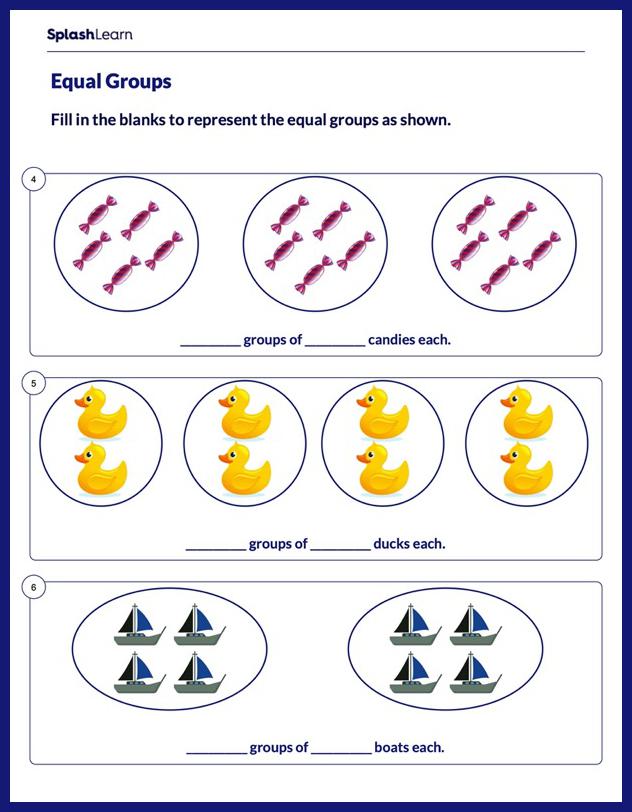 Multiplication With Equal Groups Worksheet for 2: Representing Equal Groups