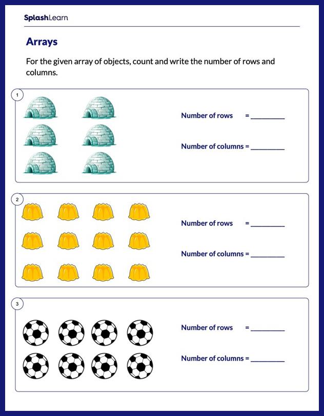 Multiplication With Arrays Worksheet for 2: Rows and Columns