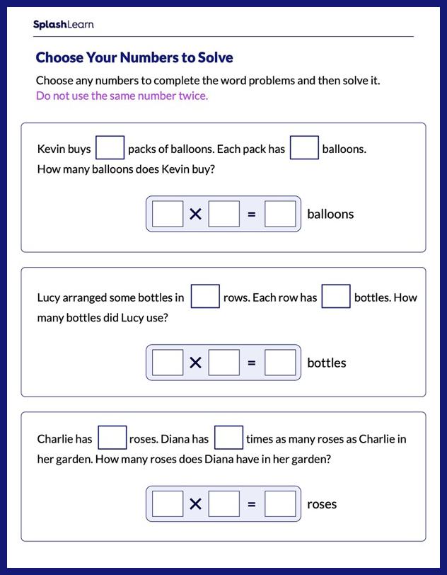 Multiplication Worksheet for 3: Solve Using Your Own Numbers