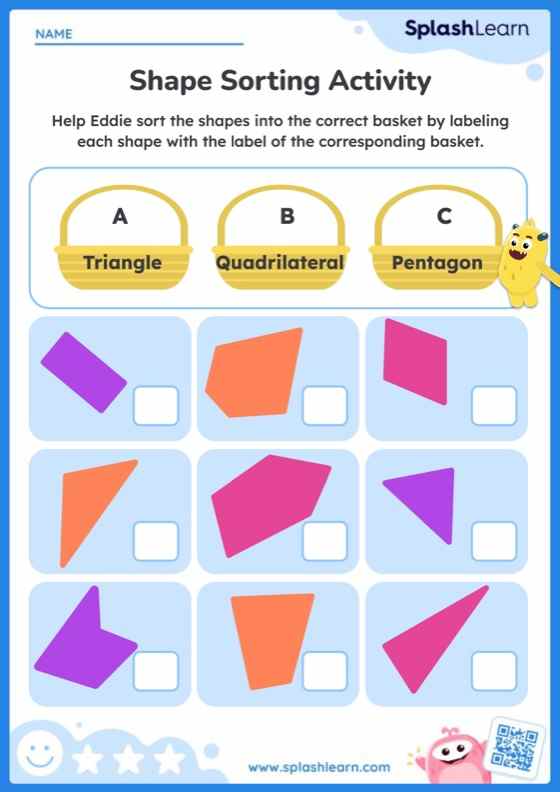 2D Shapes Worksheet for K: Sort Different Types of 2D Shapes