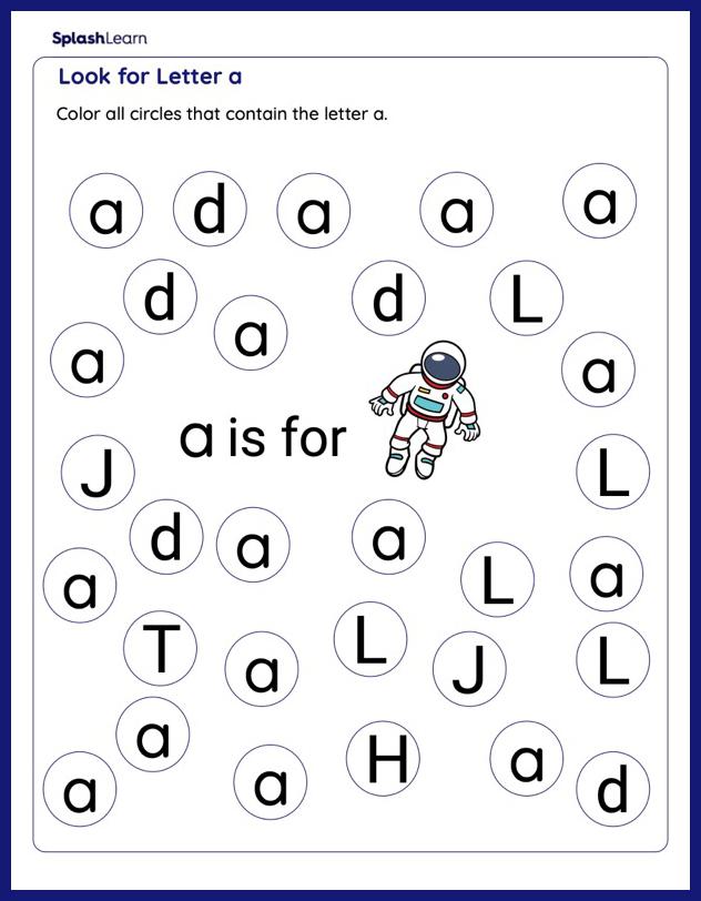 Letter A Worksheet for Pre-K: Spot Letter a