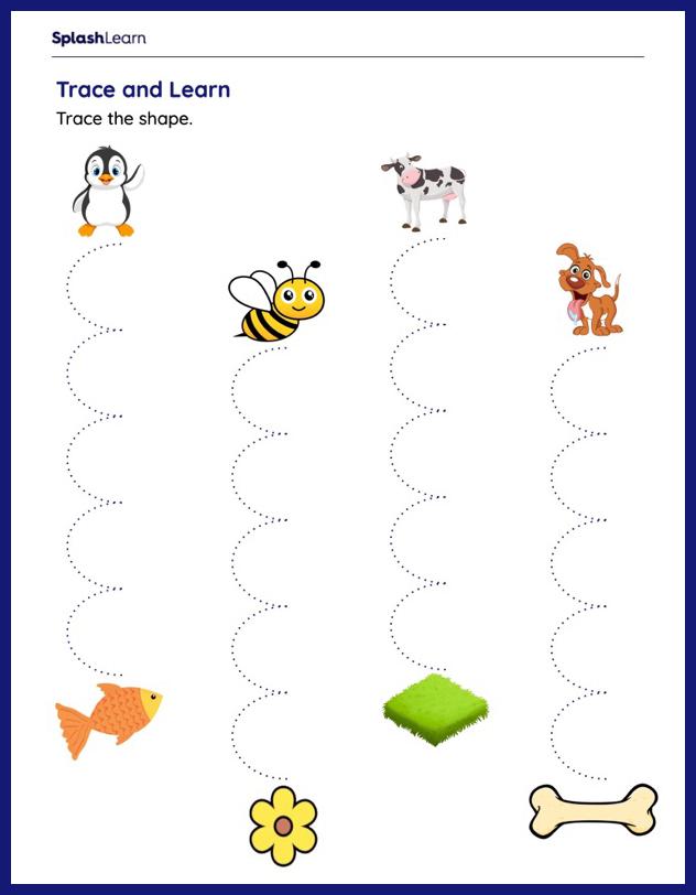 Letter Tracing Worksheet for Pre-K: Trace and Reach the Animal Food