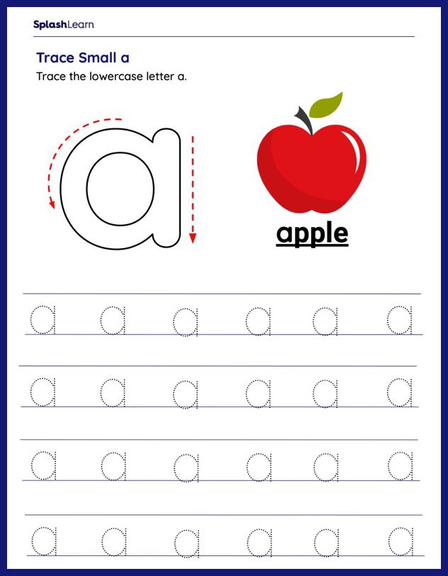 Lowercase Letters Worksheet for Pre-K: Trace the lowercase a