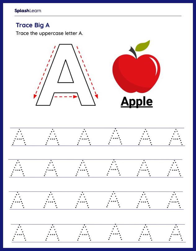 Uppercase Letters Worksheet for Pre-K: Trace the Uppercase A