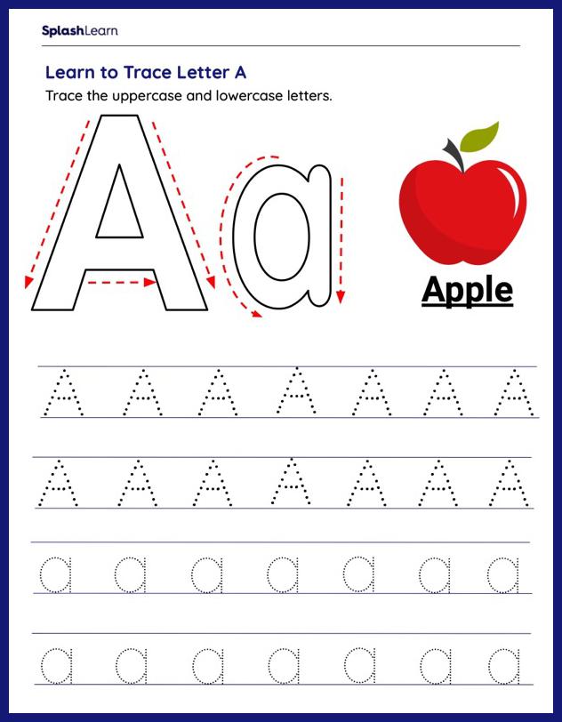 Letter Tracing A Worksheet for K: Tracing Letter A