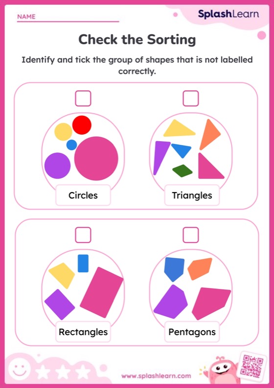2D Shapes Worksheet for K: Verify 2D Shapes Group Labels