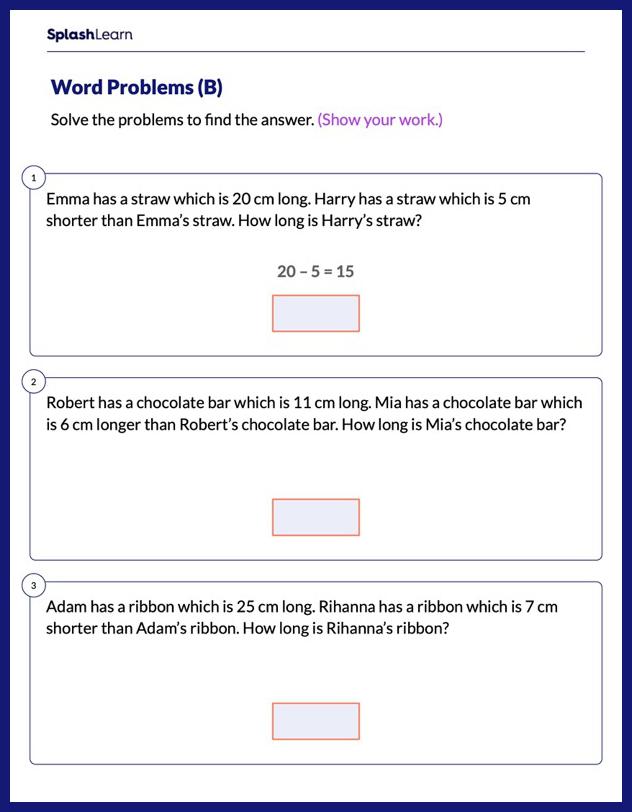 Measurement Worksheet for 2: Word Problems on Measurement