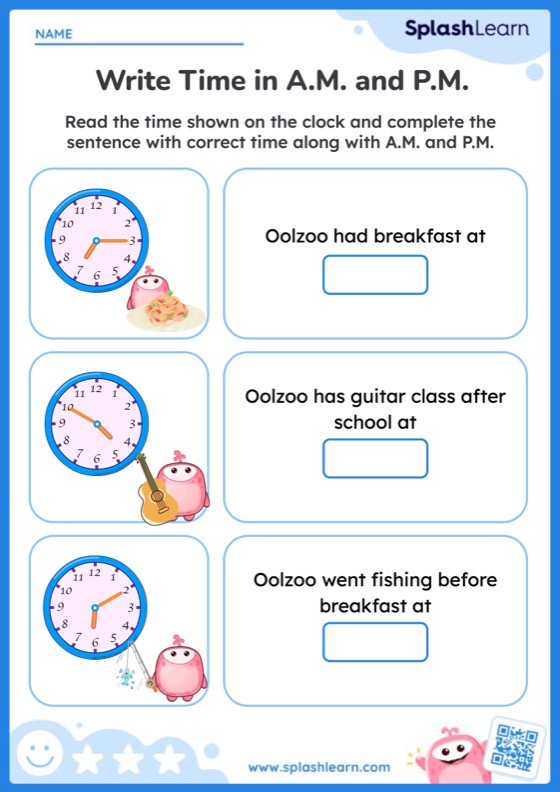 Am And Pm Worksheet for 2: Write Time to the Nearest 5 Minutes in AM and PM