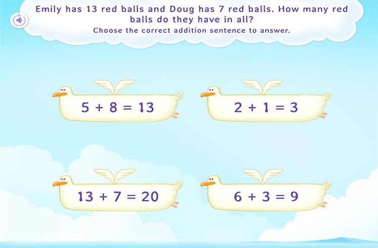 Addition game for 1: Representing ''Put Together'' Word Problems
