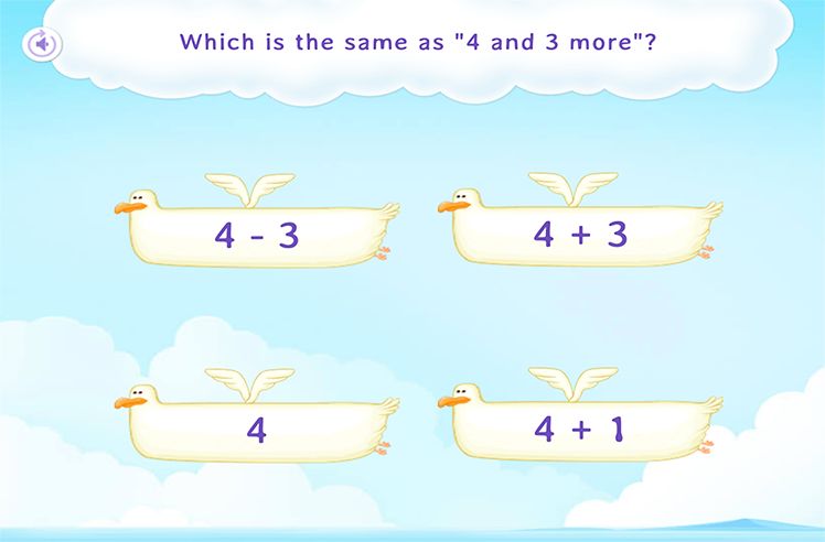 Addition game for K: Identifying the Addition Sentence