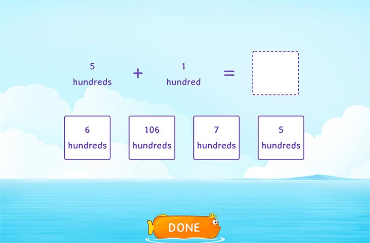 3-Digit Addition Without Regrouping game for 2: Adding Multiples of 100 in Unit Form