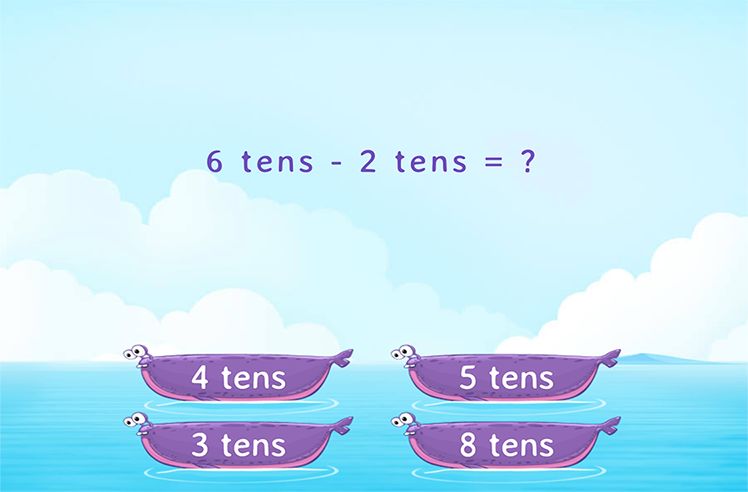 Subtraction game for 1: Subtracting Tens