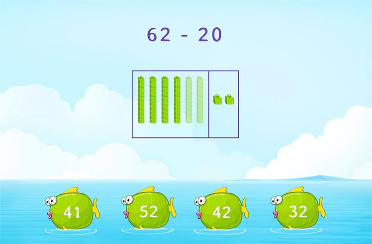 Subtract With Pictures game for 2: Using Model to Subtract