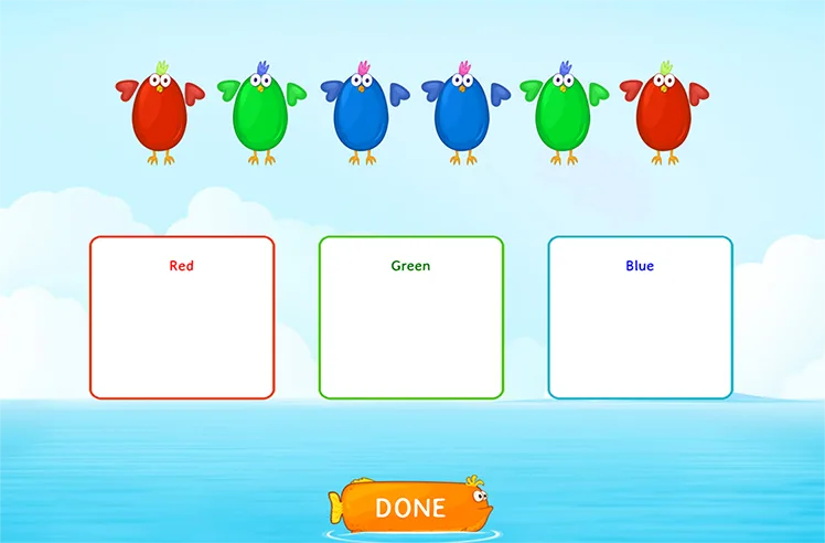Sorting Objects game for Pre-K: Sorting Objects by Color