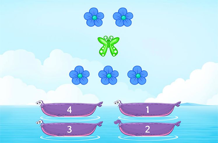 Positional Words game for K: Counting Objects Above and Below