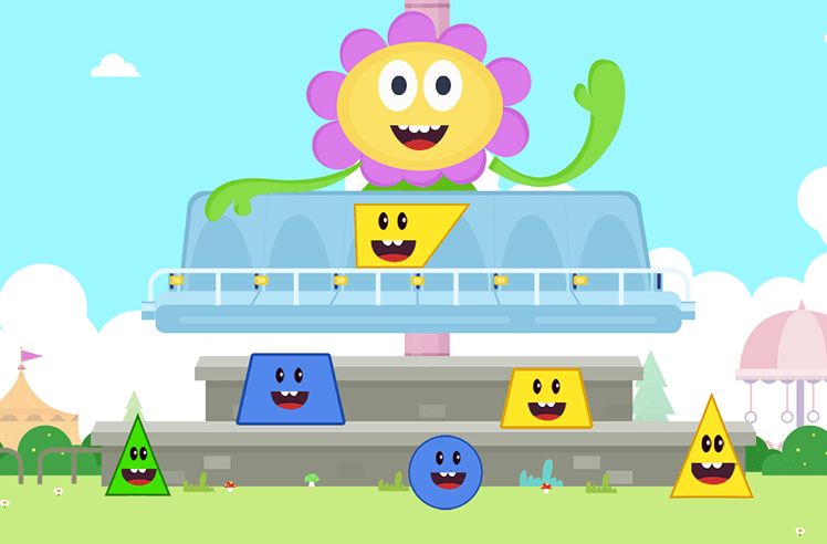 2D Shapes game for 1: Identifying Squares and Trapezoids