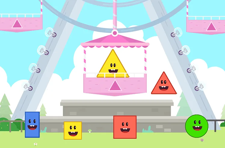 2D Shapes game for Pre-K: Matching Triangles and Squares