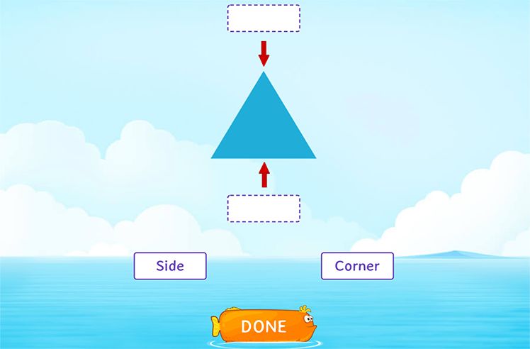 Attributes Of 2D Shapes game for K: Identifying Sides and Corners