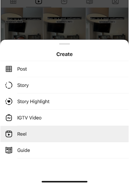 start a new post and select reels - grin influencer marketing