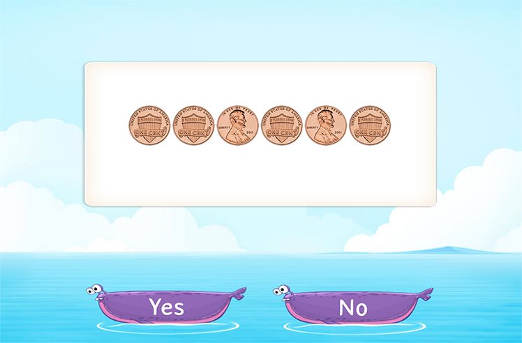 Compare Money game for 2: Adding the Same Type of Coins and Comparing