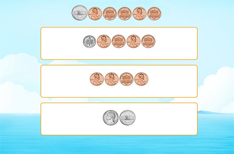 Counting Money game for 2: Recognizing the Same Amount of Money
