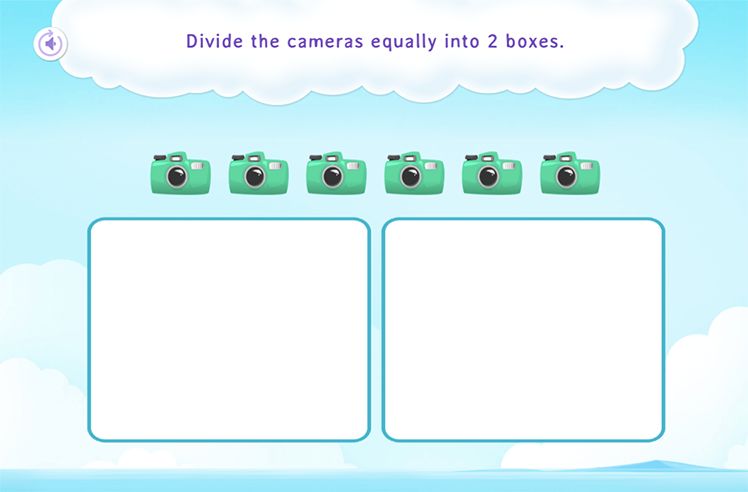Division game for 2: Dividing Objects into Equal Groups