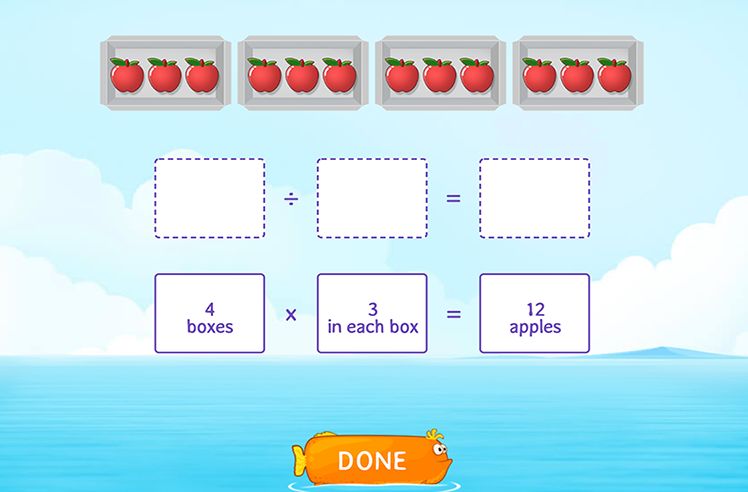 Division game for 3: Using Models to Relate Multiplication and Division
