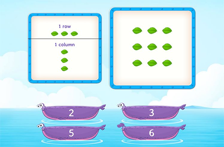 Multiplication With Arrays game for 2: Counting Rows and Columns
