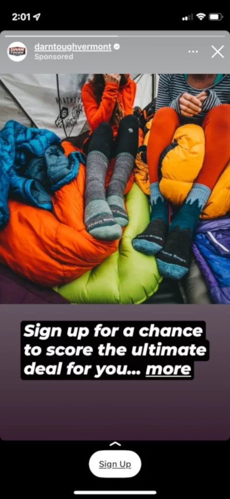 Example of Instagram sponsored ad