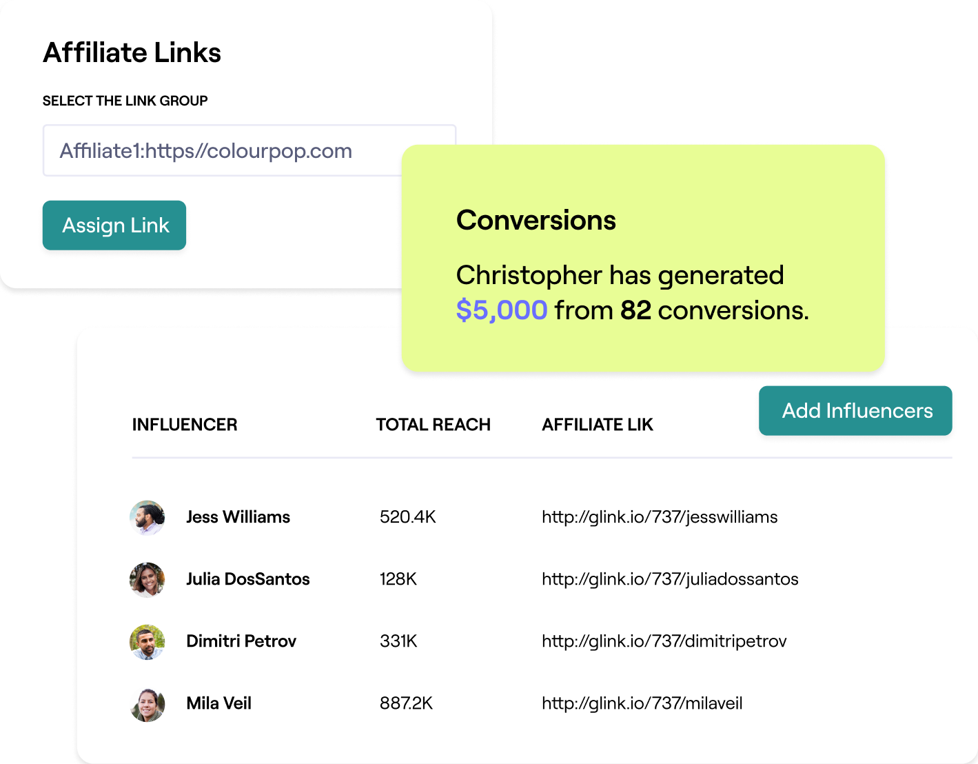 Reliable affiliate link generation and tracking